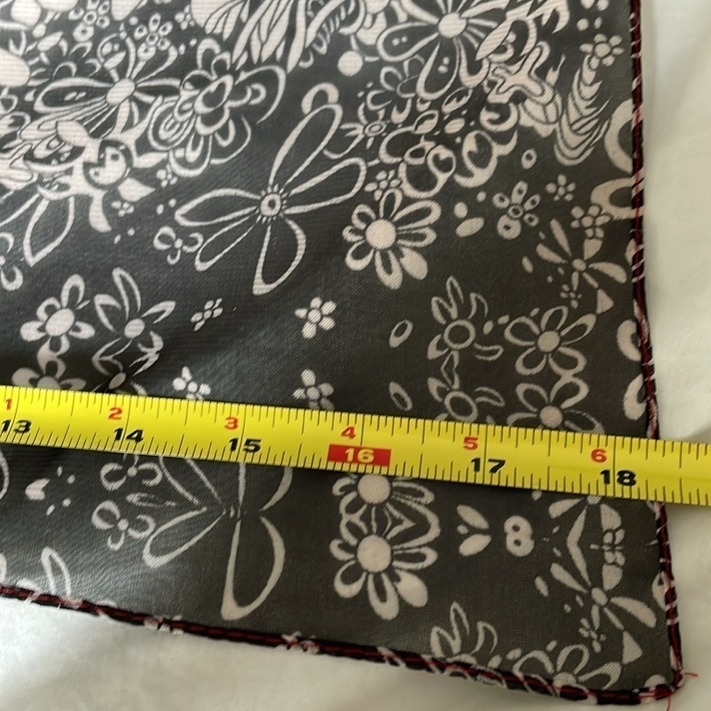 Beautiful Red|Black|Cream | Floral Neck /Hair Scarf | Polyester| 18.5” X 57 “ - Picture 7 of 12